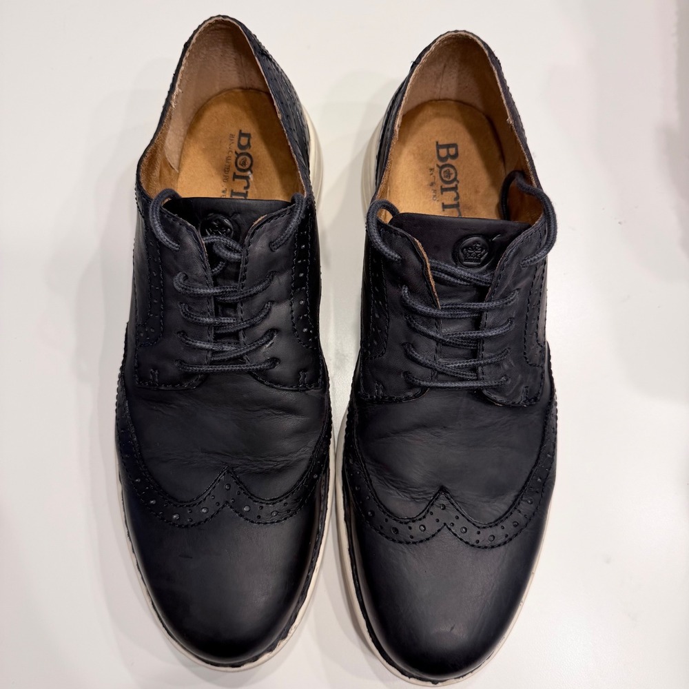 Born Mens Navy Leather Wingtip Oxford Dress Sneakers BM0014034 Blue 10.5 M